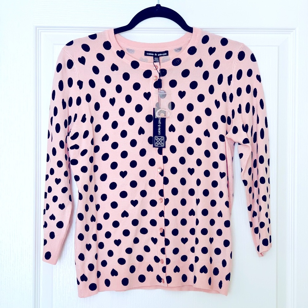 Cable & Gauge- Valentine’s Heart Printed Cardigan